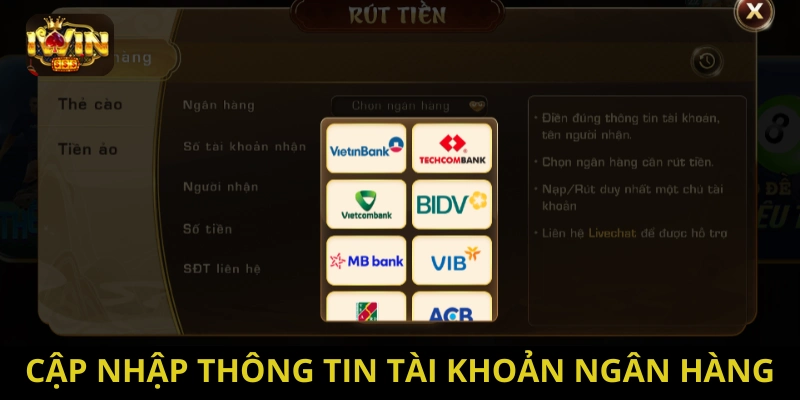 Cập nhật thông tin tài khoản ngân hàng